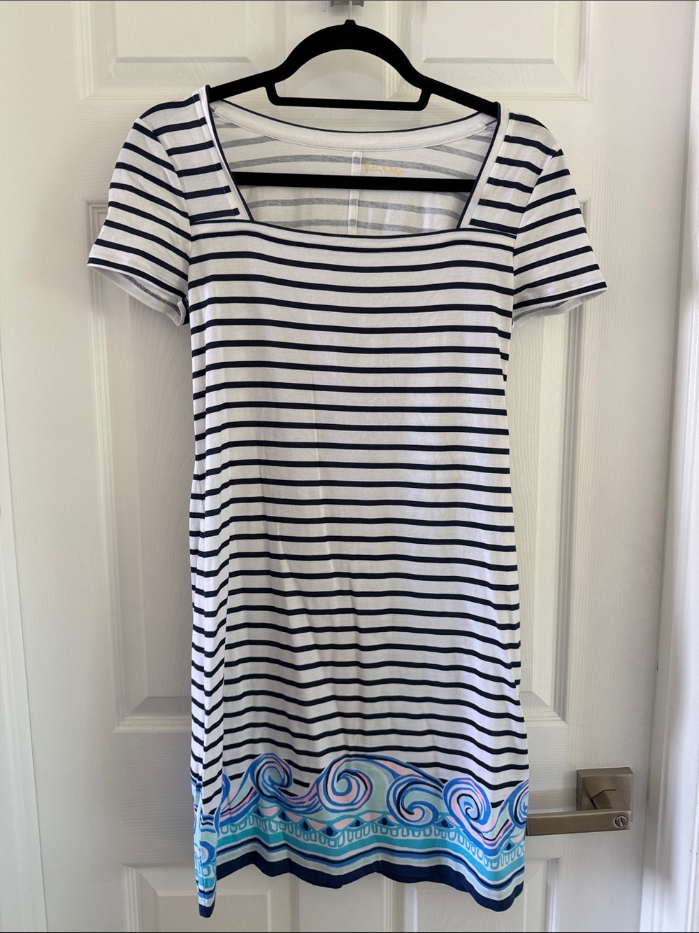 Lilly Pulitzer Striped Square-Neck Tunic Dress with Nautical Border